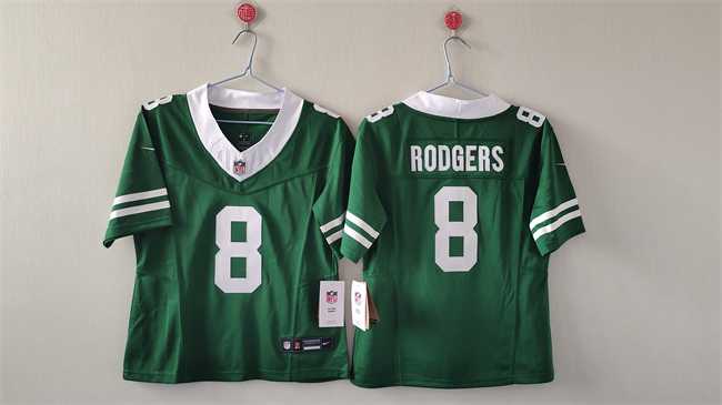 Womens New York Jets #8 Aaron Rodgers Green 2024 FU.S.E Vapor Football Stitched Jersey